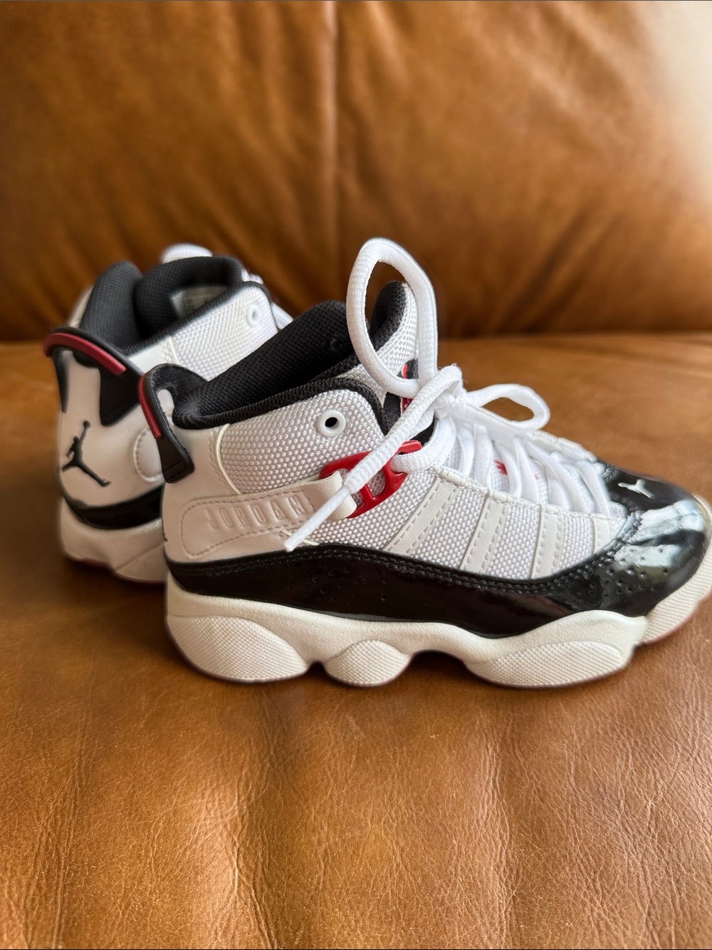 Nike White Black Red Kids Basketball Sneakers